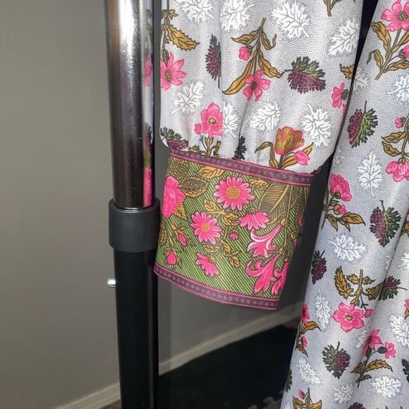 Vintage Toni Todd Maxi‎ Dress Grey with Hot Pink Floral - Picture 3 of 8